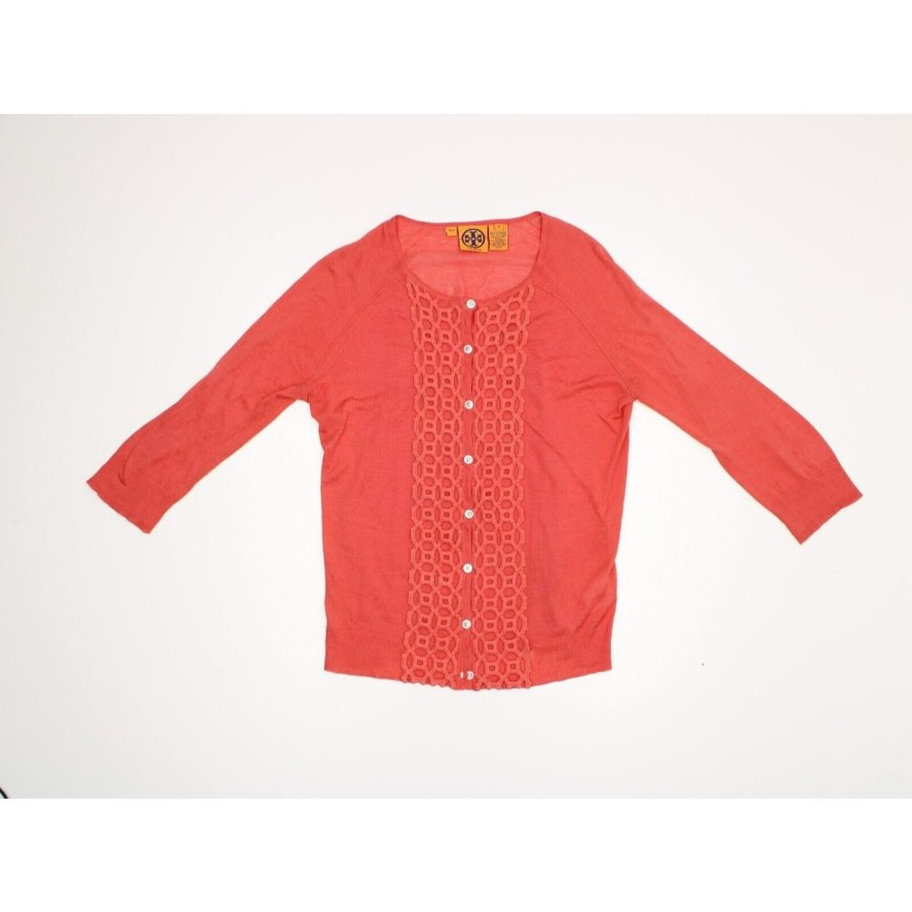 Tory Burch Woman's Size Medium Orange Shirt  3/4 Sleeve